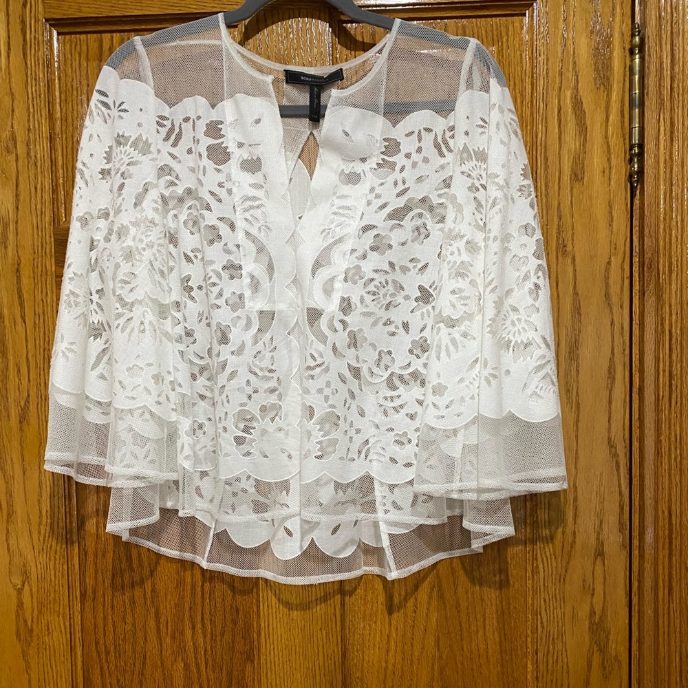 BCBGMAXAZRIA White Lace Blouse
